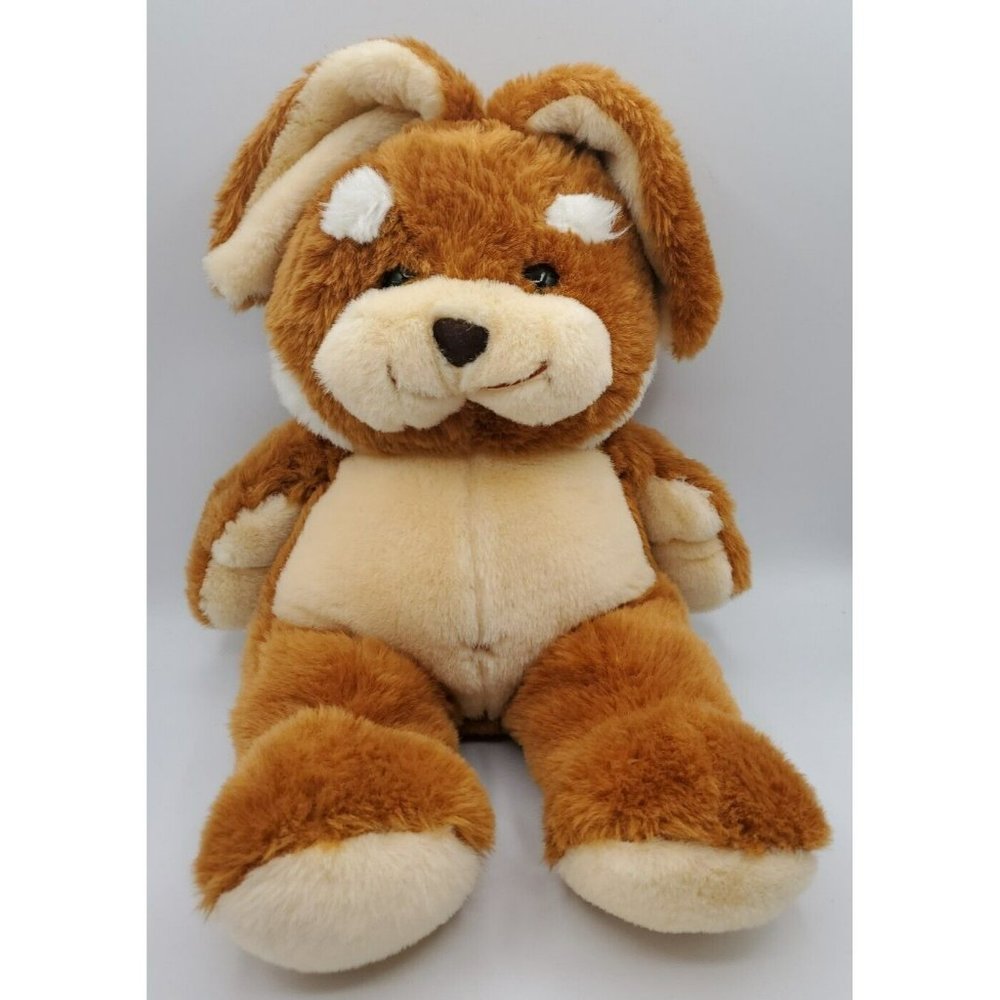 22" VINTAGE BEAUFORT BROWN CREME BUNNY RABBIT  STUFFED ANIMAL PLUSH BELLY BUTTON